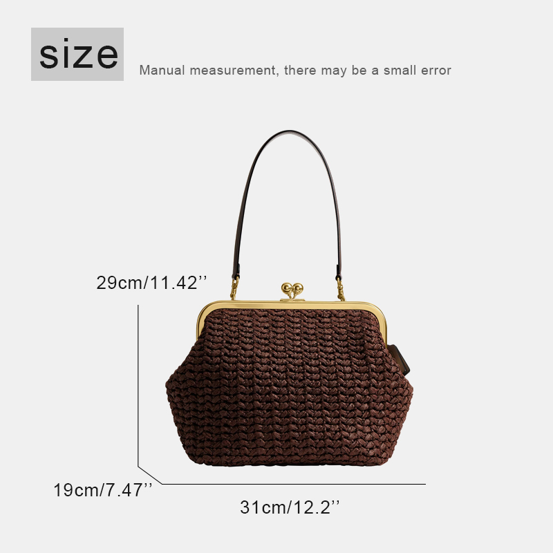 Hand-Woven Kisslock Frame Shou - Crochet Bag Raffia recension och pris