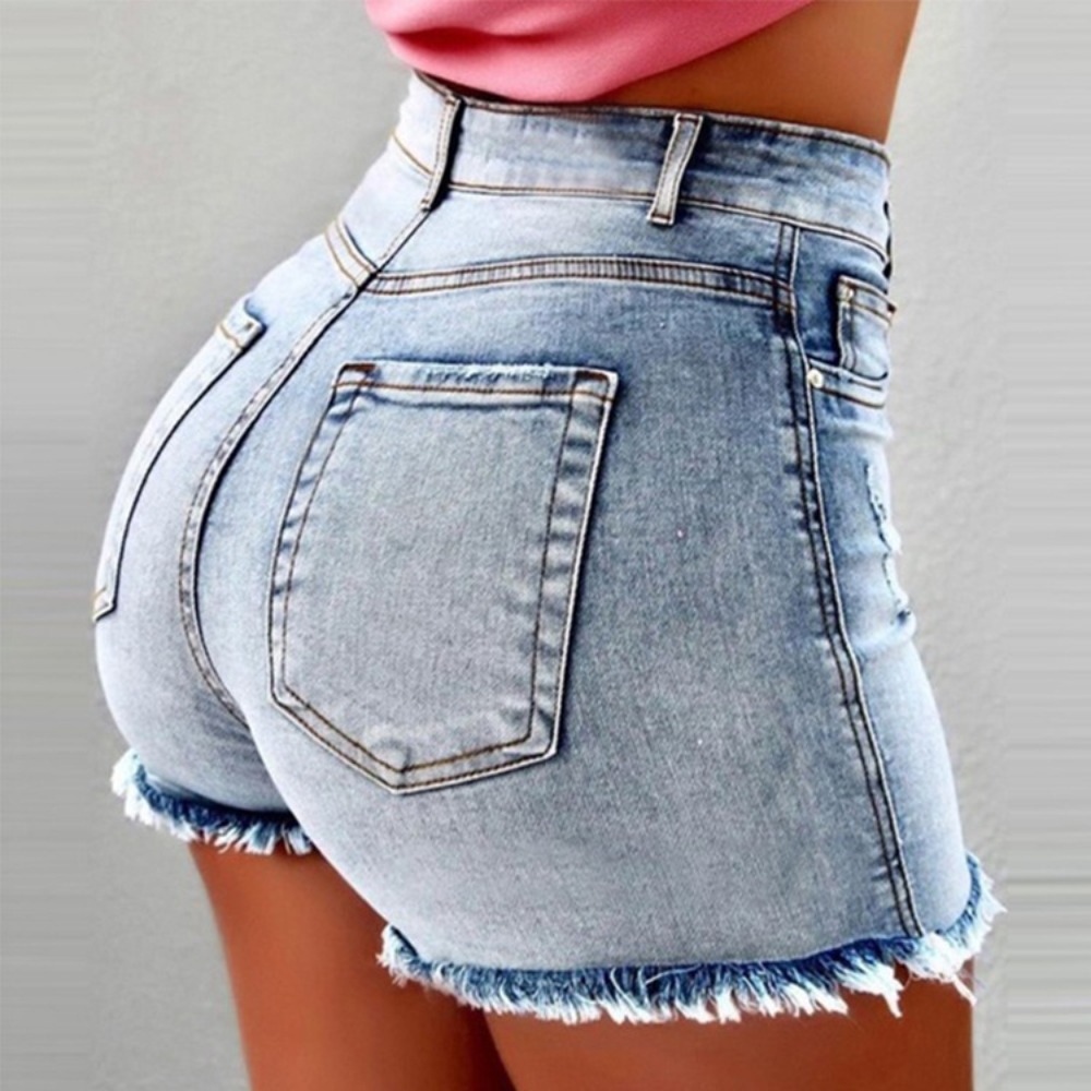 Women's High Waisted Denim Sho - Shorts Denim Frayed recension och pris