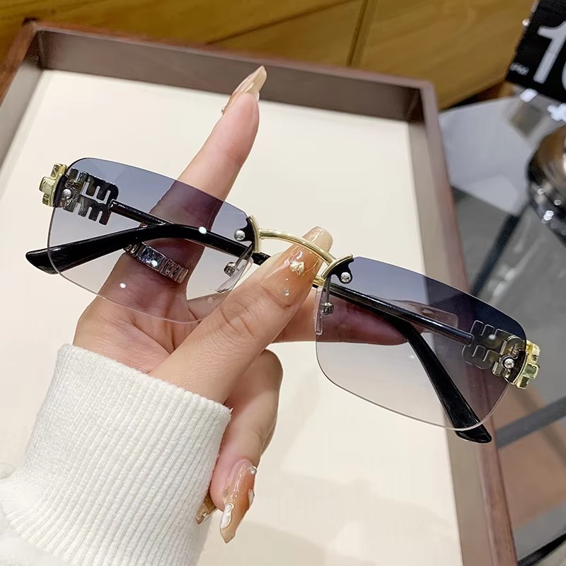 2026 New Frameless Gradient Ca - Sunglasses Cat Eye recension och pris