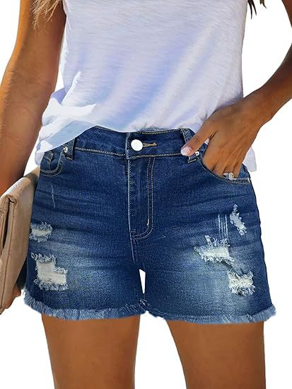 Casual Vintage Denim Shorts Hi - Shorts Denim Frayed recension och pris