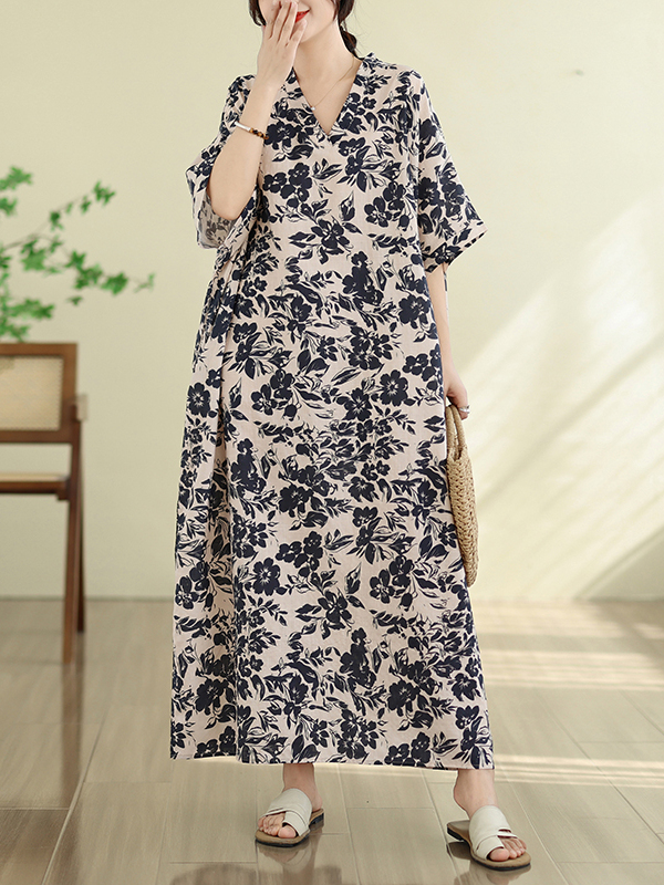 Summer Floral Vacation Style T - Linen Dress Wrap recension och pris